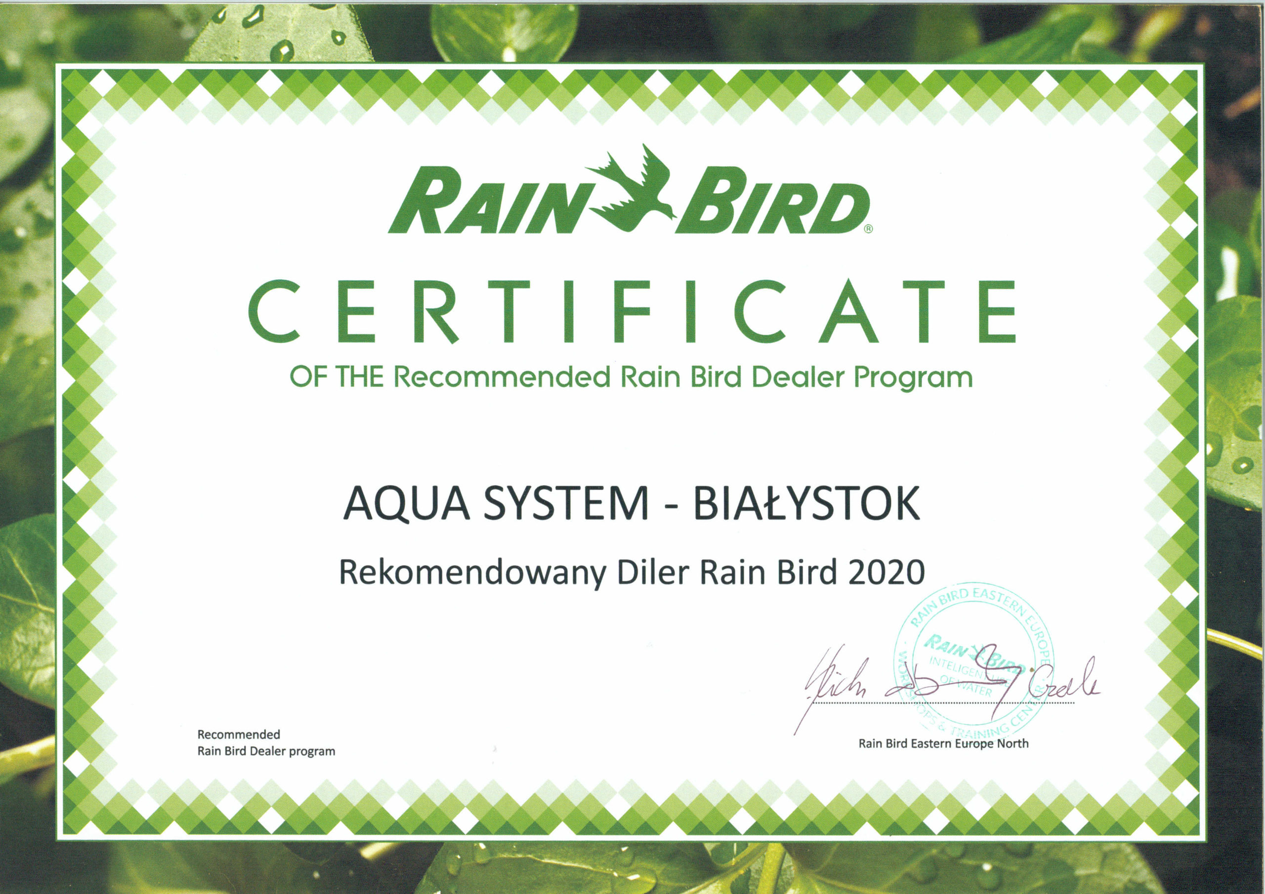 Rekomendowany Diler Rain Bird 2020